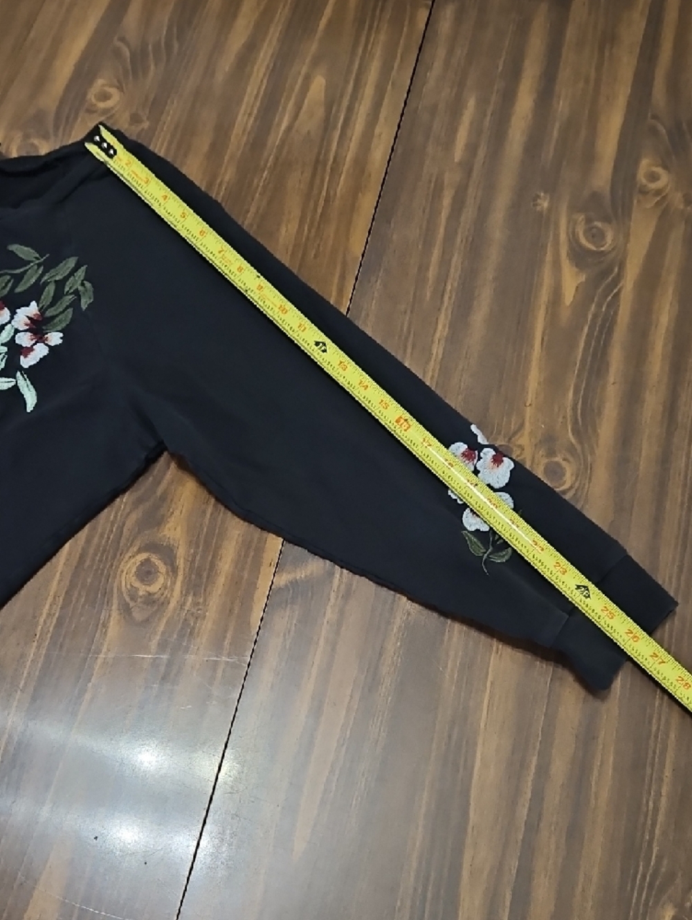 torrid Black Sweatshirt with Pink & Green Floral Embroidery - Picture 5 of 10